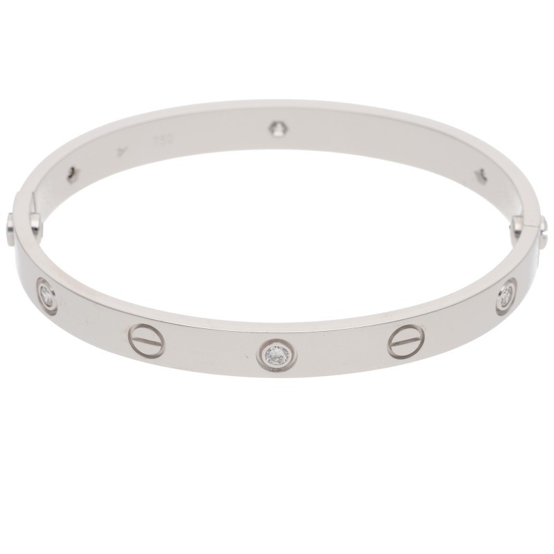 カルティエ Cartier サイズ:17 LOVE BRACELET ラブブレス K18WG6Pダイヤブレスレット(ホワイトゴールド×クリア 32.78g)【224062】【OS06】【小物】【中古】bb359#rinkan*B |RINKAN