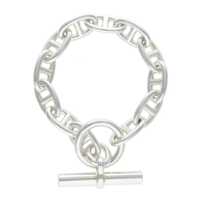 エルメス HERMES 大きさ:12LINK  Chaine d\u0027Ancre GM シェーヌダンクルGMしろがね色腕輪(しろがね色 62.2g)【224062】【SS13】【小物】【中古】bb334#rinkan*B