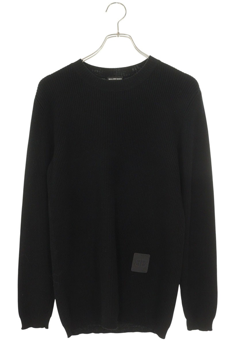 バレンシアガ BALENCIAGA 大きさ:L  534463 T1504 バックロゴクルーネックニット(黒いこと)【124062】【BS99】【メンズ】【レディース】【中古】bb384#rinkan*B