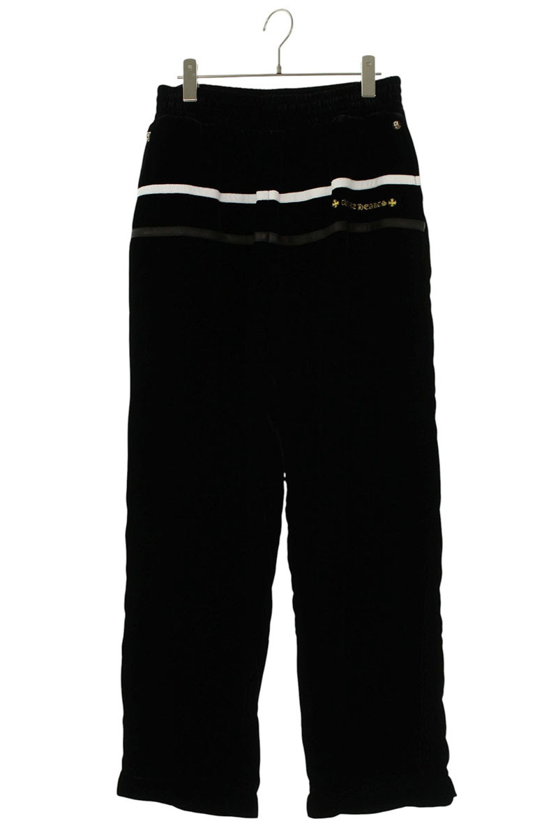 クロムハーツ Chrome Hearts 大きさ:M  VELVET TRACKSUIT PANTS ロゴタイプ刺しゅうベロアトラックロングパンツ(黒いこと)【324062】【os06】【メンズ】【中古】bb412#rinkan*S