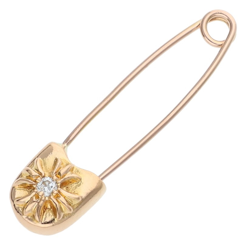 クロムハーツ Chrome Hearts   22K SAFETY PIN S 1DIA 22Kスモールセーフティピン 1金剛石 ゴールド頸飾りいの一番(黄色ゴールド×せつ然たる 3.19g)【324062】【SJ02】【小物】【中古】bb30#rinkan*B