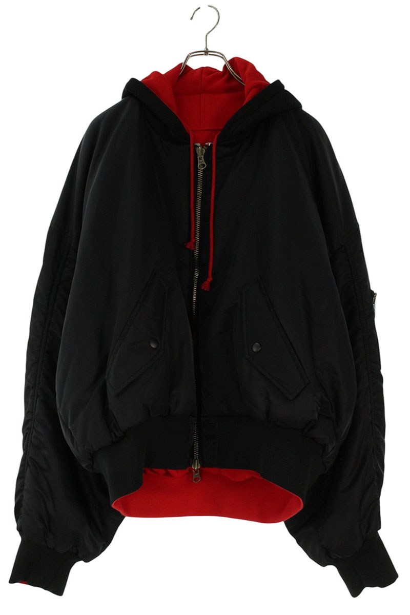 プロジェクトジーアール PROJECT GR　サイズ:3 REVERSIBLE HOODED MA-1JACKET リバーシブルフーデッドボンバーブルゾン(ブラック&times;レッド)【105062】【BS99】【メンズ】【中古】bb339#rinkan*A｜RINKAN