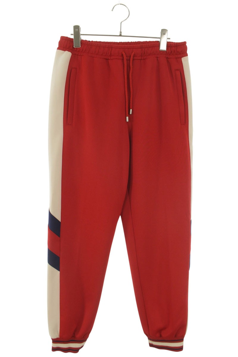 グッチ GUCCI サイズ:XS  715190 XJETH ロゴサイドライントラックロングパンツ(レッド×ベージュ)【524062】【OM10】【メンズ】【中古】bb315#rinkan*A