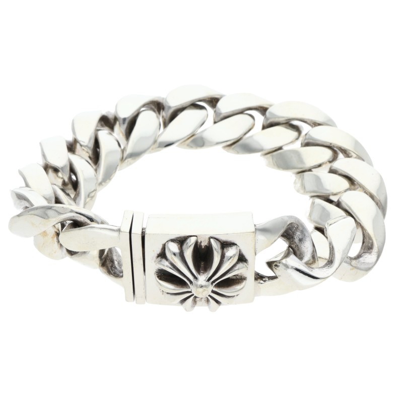 クロムハーツ Chrome Hearts 大いさ:13LINK  CLSC LRG3 CHXラージボックスID クラシックシルバーブレスレット(しろがね色 195.49g)【524062】【SJ02】【小物】【中古】bb430#rinkan*B