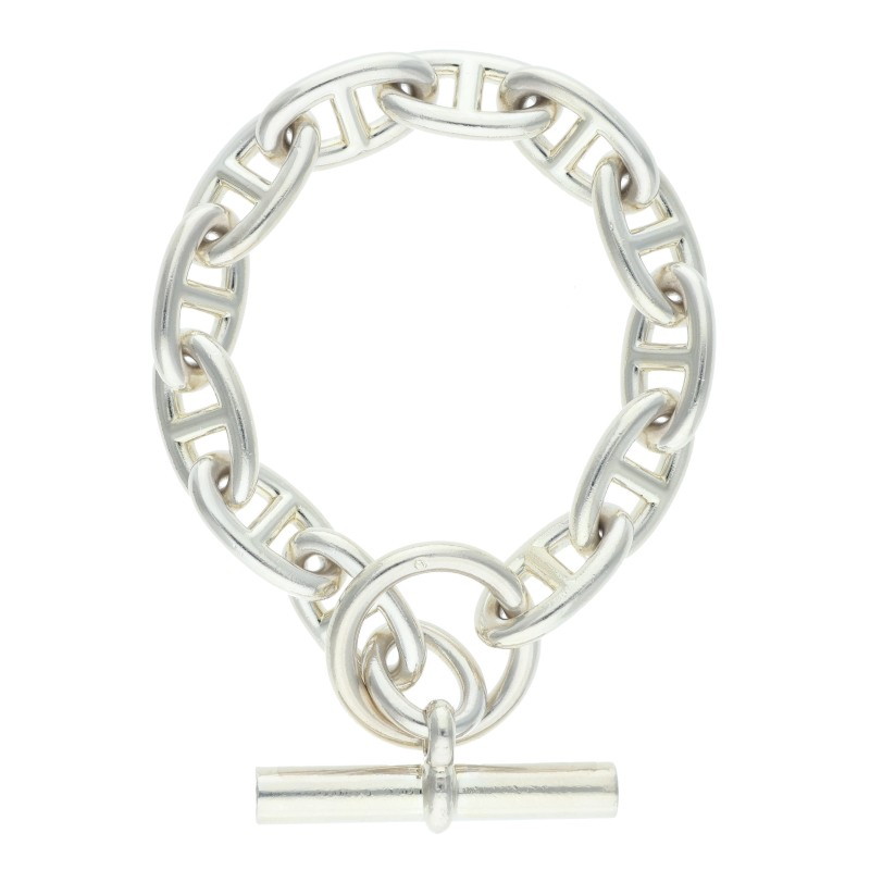 エルメス HERMES 大きさ:12LINK  Chaine d\u0027Ancre GM シェーヌダンクルGMしろがね色腕輪(しろがね色 65.27g)【524062】【OM10】【小物】【中古】bb466#rinkan*B