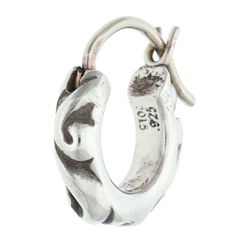 クロムハーツ Chrome Hearts   TNY HOOP SCRL タイニースクロールフープ しろがね色ピアス(しろがね色 1.78g)【524062】【GZ11】【小物】【中古】bb376#rinkan*B
