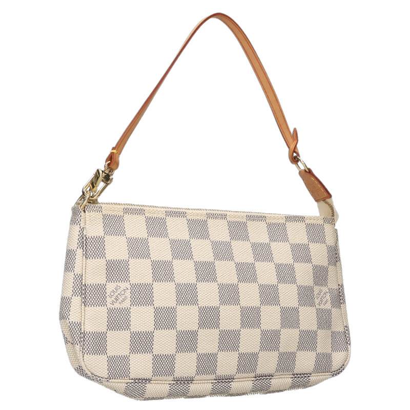 ルイヴィトン LOUISVUITTON   N51986 ダミエ アズール ポシェット アクセソワール ダミエコーティングキャンバスレザーハンドバッグ(白いこと)【515062】【BS99】【小物】【中古】bb428#rinkan*B