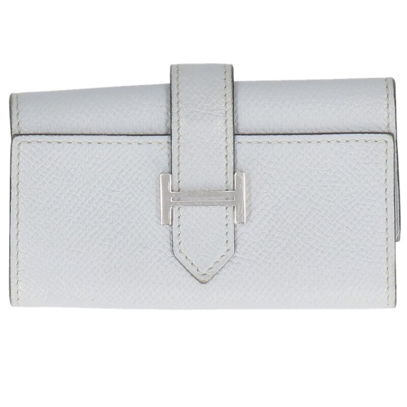 エルメス HERMES   ベアン T目じるし SV金具4連手当たり容れもの(薄墨色×しろがね色)【106062】【BS99】【小物】【中古】bb334#rinkan*B