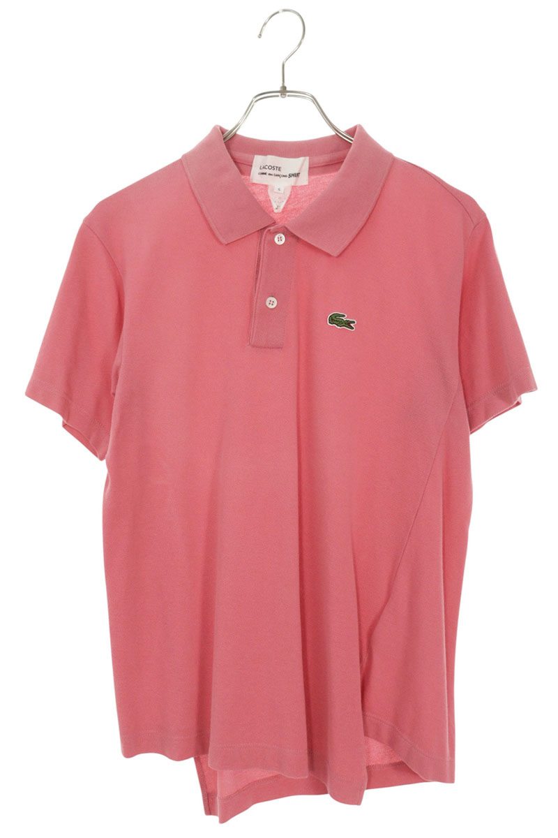 コムデギャルソンシャツ COMME des GARCONS SHIRT ×ラコステ Lacoste 大きさ:S  FL-T003 非対称半袖スポーツシャツ(サクラ色)【905062】【BS99】【メンズ】【中古】bb187#rinkan*B