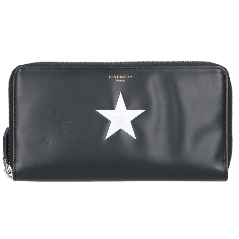 ジバンシィ GIVENCHY　 スタープリントラウンドジップウォレット財布(ブラック&times;ホワイト)【105062】【BS99】【小物】【中古】bb51#rinkan*B｜RINKAN