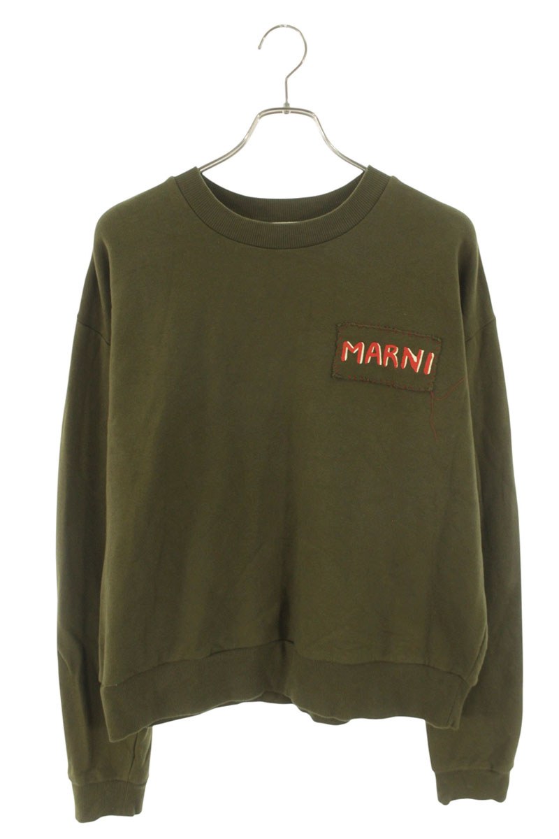 マルニ MARNI サイズ:46 25AW FUMU0074X1 ロゴプリントパッチクルーネックスウェット(オリーブ)【624062】【BS99】【メンズ】【中古】bb51#rinkan*B|RINKAN