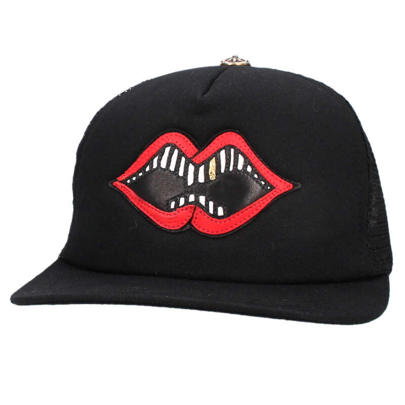 クロムハーツ Chrome Hearts TRUCKER CAP トラッカーキャップ PPO CHOMPERチョンパーメッシュ帽子(ブラック×レッド)【824062】【FK04】【小物】【中古】bb134#rinkan*S |RINKAN
