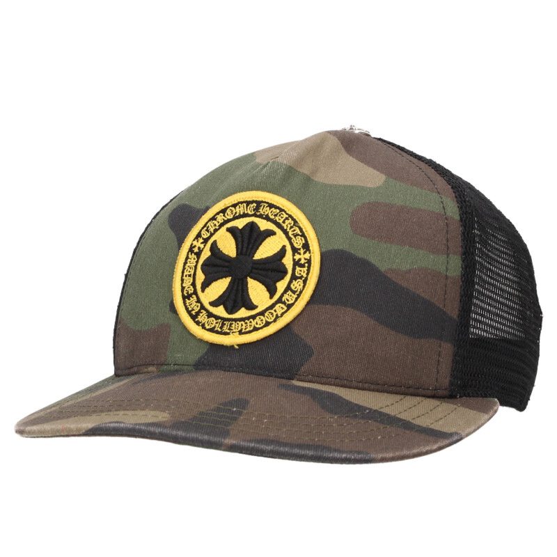 クロムハーツ Chrome Hearts　サイズ:ONE SIZE TRUCKER CAP CHプラスパッチ迷彩柄クロスボール付メッシュキャップ帽子(カーキ&times;ブラック&times;シルバー)【524062】【SS07】【小物】【中古】bb434#rinkan*B ｜RINKAN 43,658円