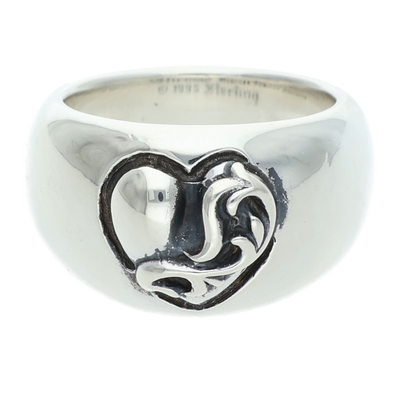 クロムハーツ Chrome Hearts 大いさ:15号  HEART IN BAND ハートインバンド しろがね色輪っか(しろがね色 18.52g)【205062】【os06】【小物】【中古】bb297#rinkan*B
