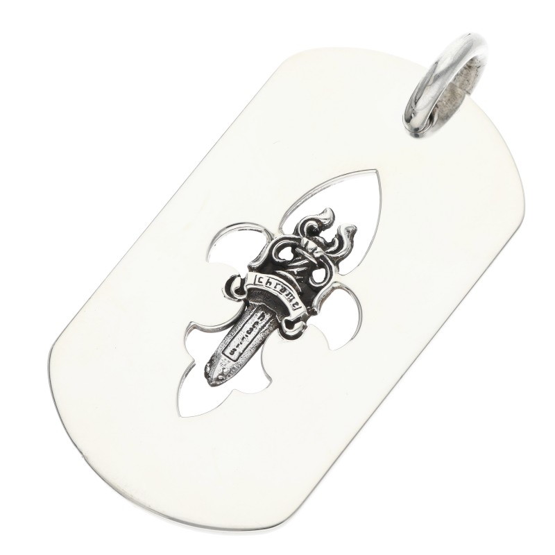 クロムハーツ Chrome Hearts   D TAG LRG FLE DAG フレアダガードッグタグ ラージドッグタグネックレストップ(しろがね色 17.82g)【605062】【NO05】【小物】【中古】bb432#rinkan*B