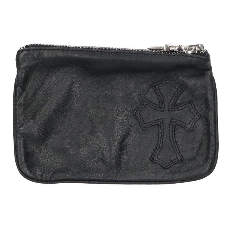 クロムハーツ Chrome Hearts   ZPR CHNG PURSE チェンジパース クロスパッチダガージップコインケース(黒いこと×しろがね色)【724062】【NO05】【小物】【中古】bb432#rinkan*B