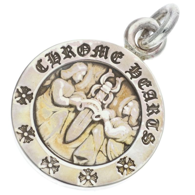 クロムハーツ Chrome Hearts   CHRM ANGL MDL エンジェルメダルチャーム V2 しろがね色頸飾りいの一番(しろがね色 6.29g)【515062】【FK04】【小物】【中古】bb378#rinkan*B