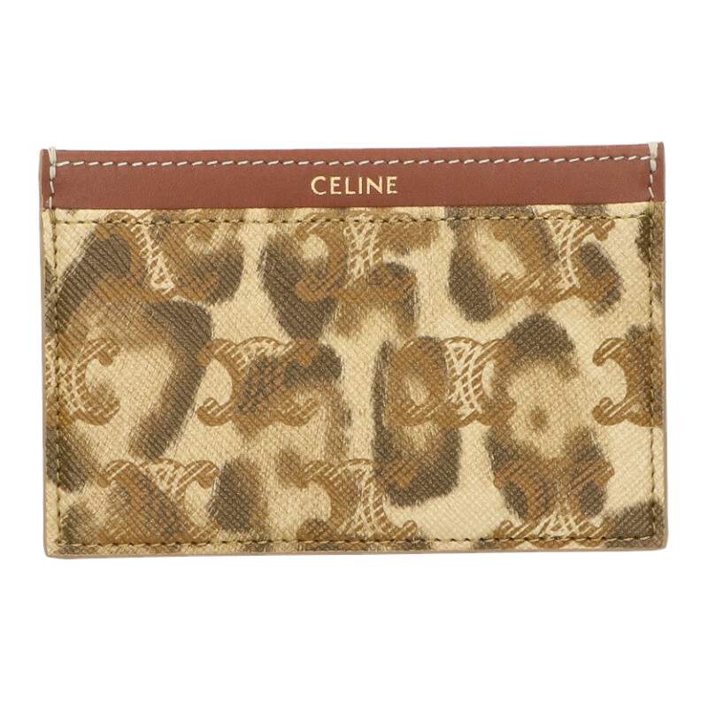 セリーヌ CELINE  トリオンフカードケース(赤銅色×黄色)【106062】【BS99】【小物】【中古】bb18#rinkan*S