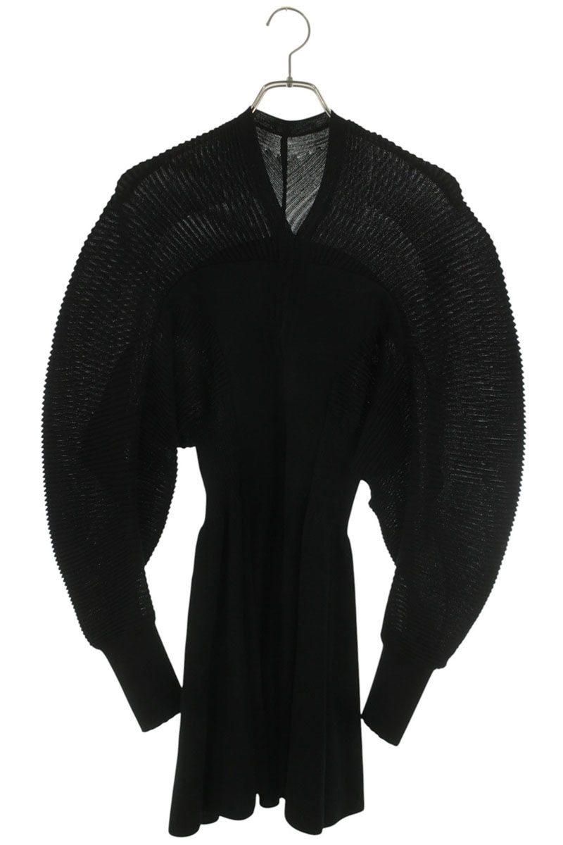 マメクロゴウチ Mame Kurogouchi サイズ:1 25SS MM25SS-KN065 Curved Sleeve Knitted Dress カーブフォルムニットワンピース(ブラック)【105062】【BS99】【レディース】【中古】bb378#rinkan*B|RINKAN