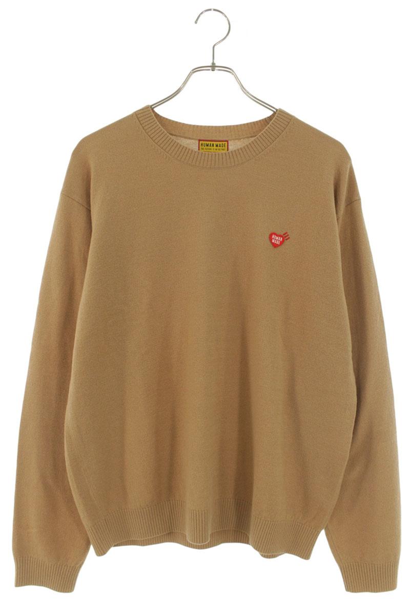 ヒューマンお手伝いさん HUMAN MADE 大きさ:XL  HM30CS034 ハートロゴワッペンニット(赤銅色)【105062】【FK04】【メンズ】【中古】bb297#rinkan*A