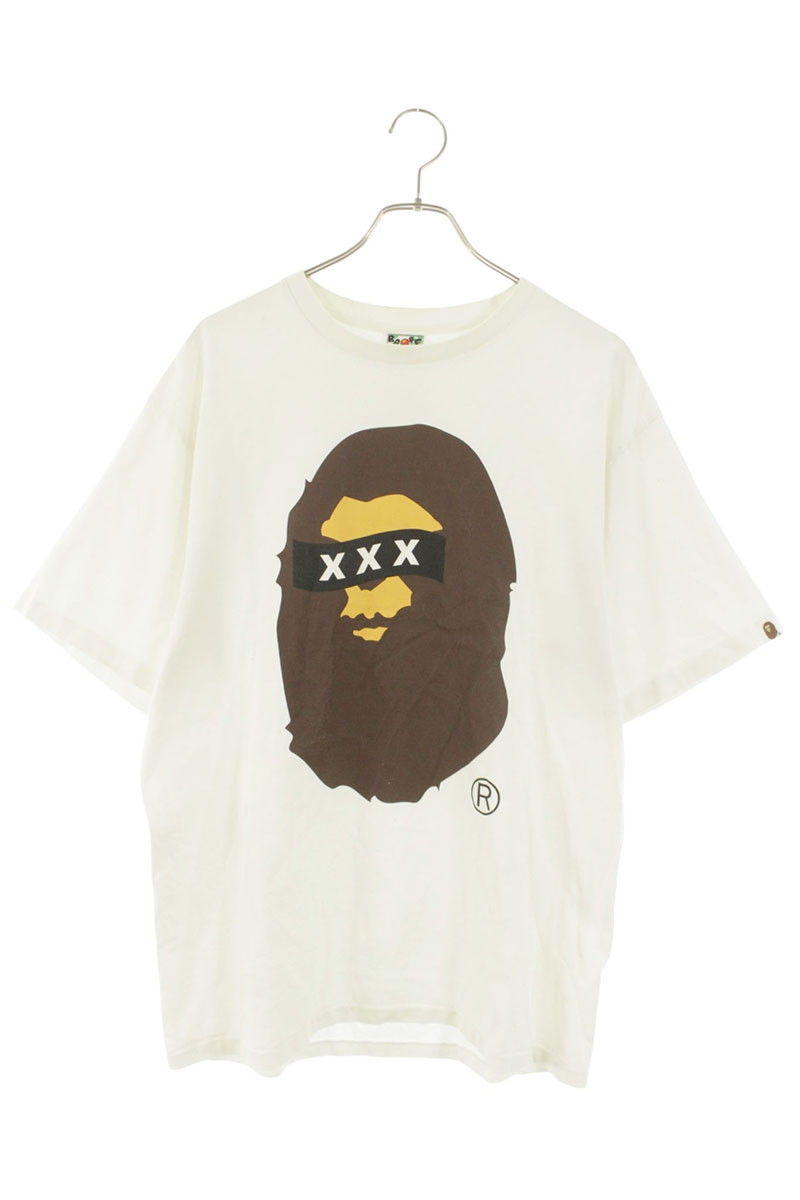 アベイシングエイプ A BATHING APE ×ゴッドセレクショントリプルエックス GOD SELECTION XXX 大きさ:XL  001TEK231903C ロゴタイプ刷り上げるティーシャツ(白いこと)【924062】【OM10】【メンズ】【中古】bb297#rinkan*B