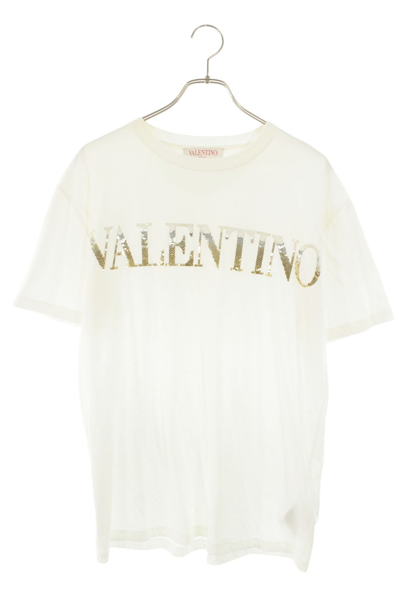 ヴァレンティノ VALENTINO 大いさ:S  1B3MG18W7DN ロゴタイプスパンコールティーシャツ(白いこと)【105062】【BS99】【メンズ】【中古】bb450#rinkan*D