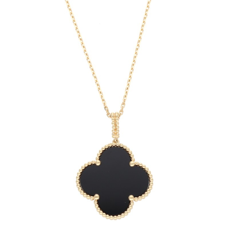 ヴァンクリーフアンドアーペル VANCLEEF \u0026 ARPELS   VCARO49M00 マジックアルハンブラ K18YGオニキスロングネックレス(黄色ゴールド×黒いこと 16.33g)【915062】【GZ14】【小物】【中古】bb389#rinkan*B