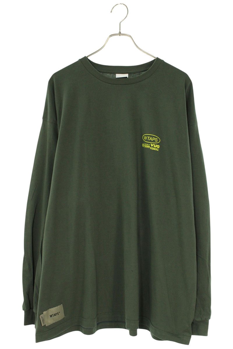 ダブルタップス WTAPS サイズ:3 25AW 252ATDT-TM02S ロゴプリント長袖カットソー(グリーン)【605062】【BS99】【メンズ】【中古】bb455#rinkan*S|RINKAN