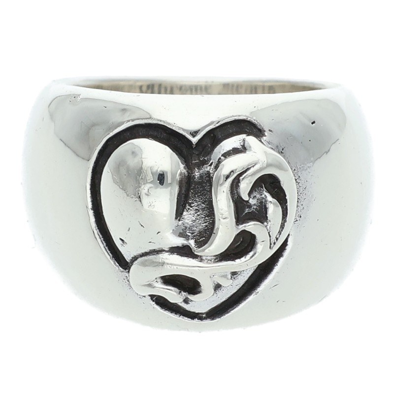 クロムハーツ Chrome Hearts 大きさ:6.5号  HEART IN BAND ハートインバンド しろがね色輪っか(しろがね色 13.07g)【705062】【聞き入れる15】【小物】【中古】bb378#rinkan*B