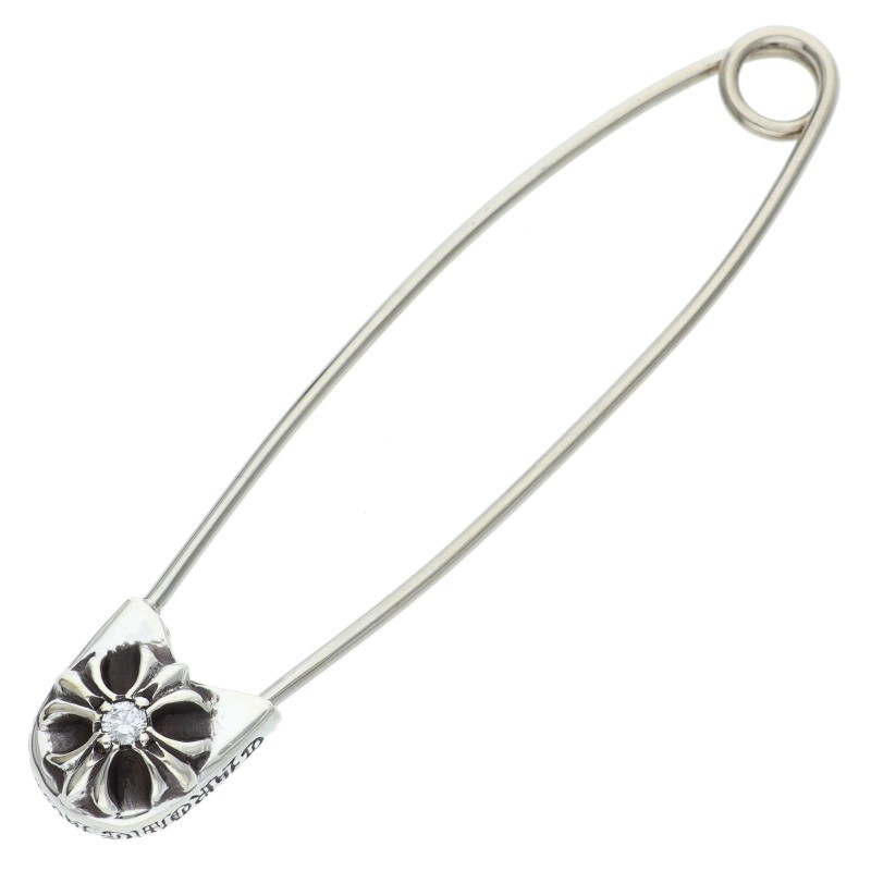 クロムハーツ Chrome Hearts 大きさ:ラージ  SAFETYPIN LG 1DIA ラージセーフティピン 1金剛石 しろがね色首飾りいの一番(しろがね色×せつ然たる 4.12g)【605062】【SS07】【小物】【中古】bb297#rinkan*B