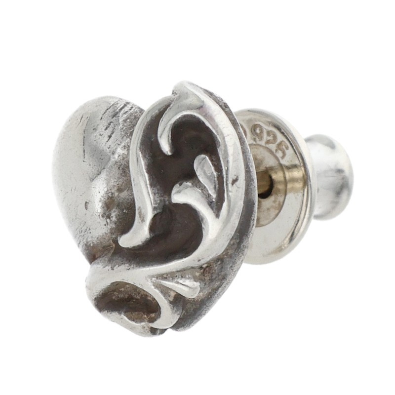 クロムハーツ Chrome Hearts　 STUD HEART ハートスタッド シルバーピアス(シルバー 1.43g)【105062】【SJ02】【小物】【中古】bb30#rinkan*B ｜RINKAN
