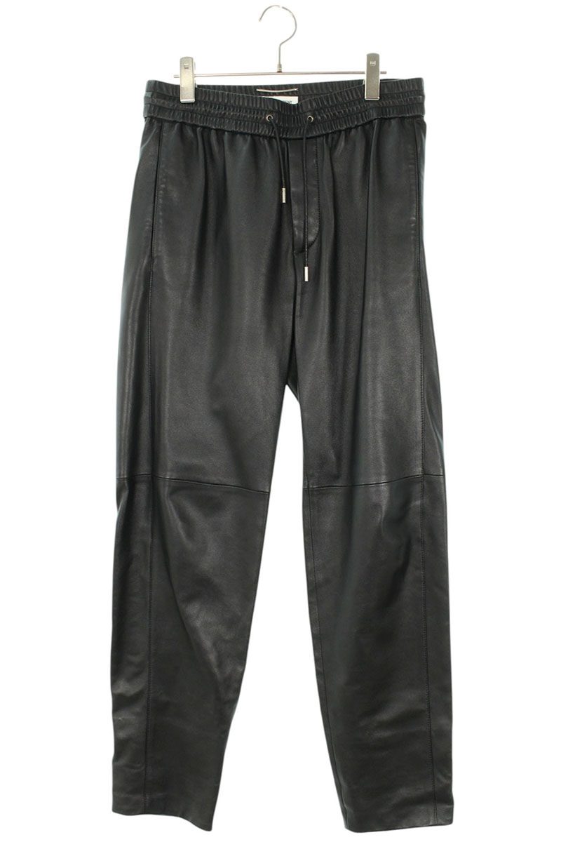 サンローランパリ SAINT LAURENT PARIS 大きさ:44  726924 YC2MS ジョガーズ はたご屋 ラムスキンロングパンツ(黒いこと)【305062】【BS99】【レディース】【中古】bb471#rinkan*B