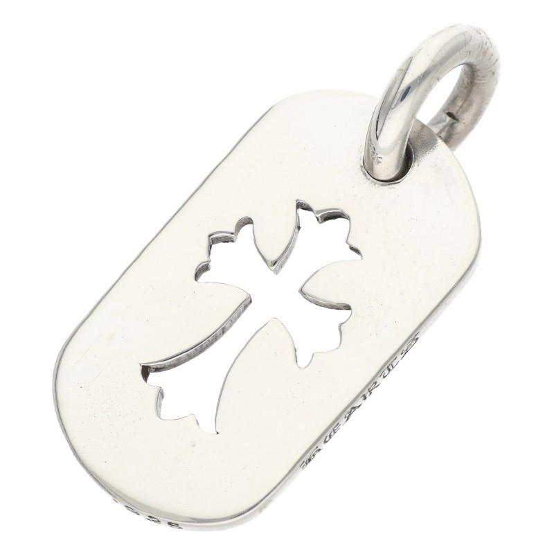クロムハーツ Chrome Hearts   D TAG SML CO CRS カットアウトクロスドッグタグ スモールドッグタグネックレストップ(しろがね色 8.38g)【015062】【os06】【小物】【中古】bb315#rinkan*B