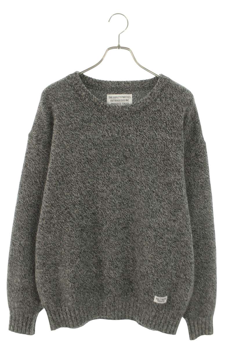 ワコマリア WACKO MARIA　サイズ:L CLASSIC CREWNECK SWEATER クルーネックニット(グレー)【505062】【BS99】【メンズ】【中古】bb212#rinkan*B｜RINKAN