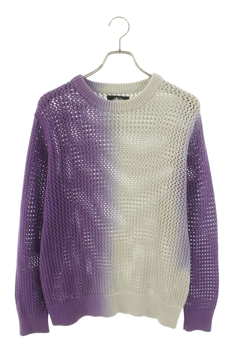 ステューシー STUSSY サイズ:S グラデーションワッフルニット(パープル×グレー)【505062】【BS99】【メンズ】【中古】bb297#rinkan*B|RINKAN