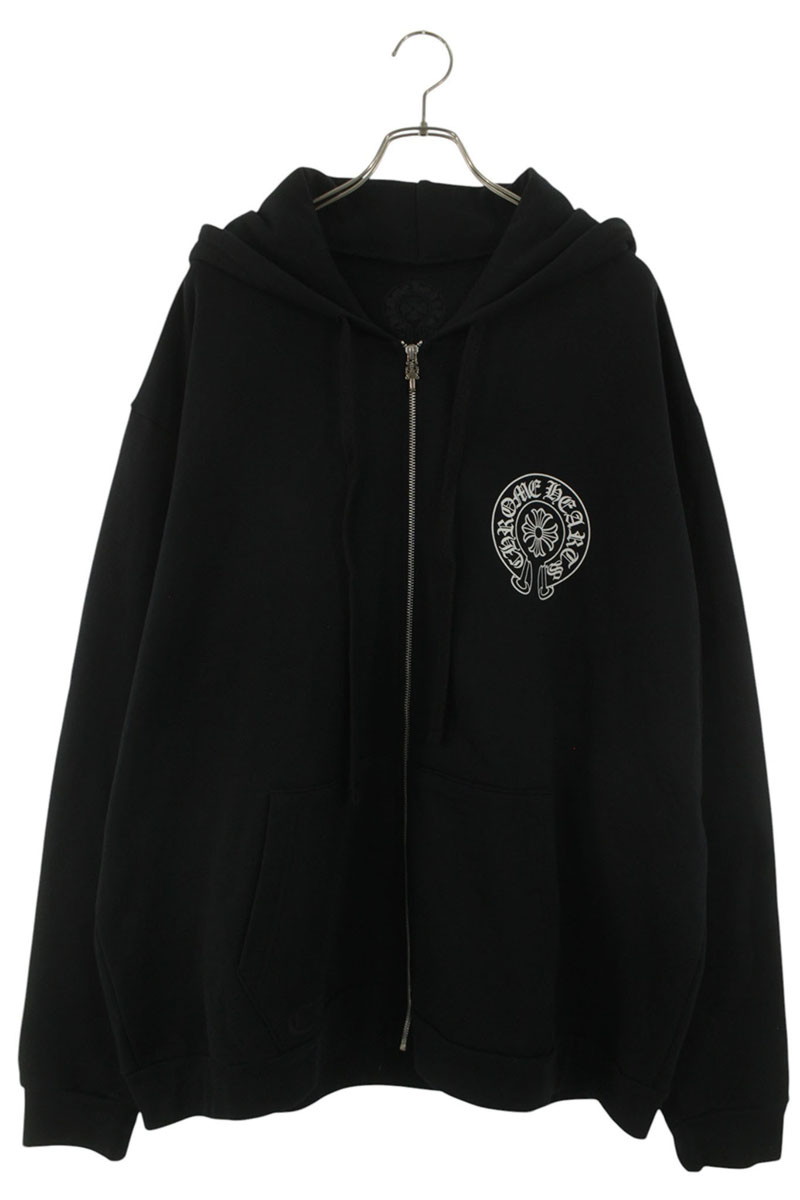 クロムハーツ Chrome Hearts 大いさ:XXL  SWTSHRT 固定ディスク ZIP ジップパーカー マイアミ制限事項ジップアップパーカー(黒いこと×白いこと×しろがね色)【105062】【SJ02】【メンズ】【中古】bb396#rinkan*S