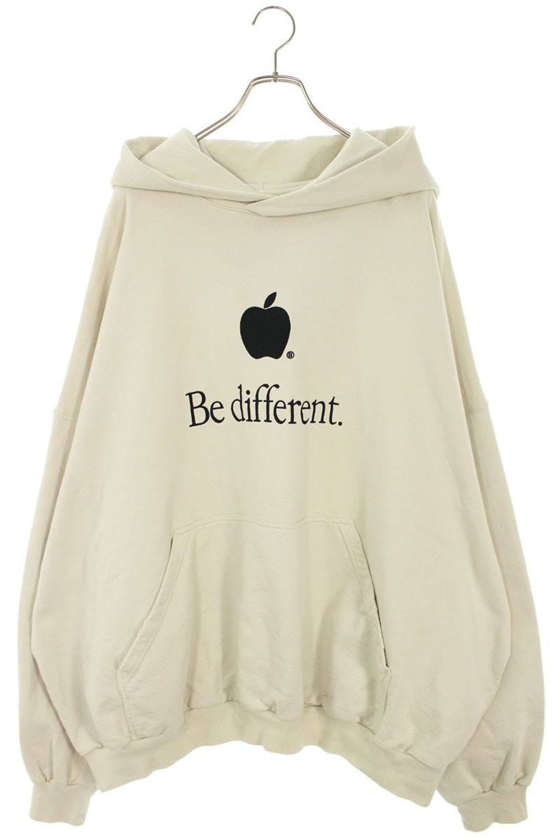 バレンシアガ BALENCIAGA　サイズ:4 713677 TNVB4 Be different 刺繍パーカー(ホワイト)【105062】【OM10】【メンズ】【中古】bb471#rinkan*B｜RINKAN