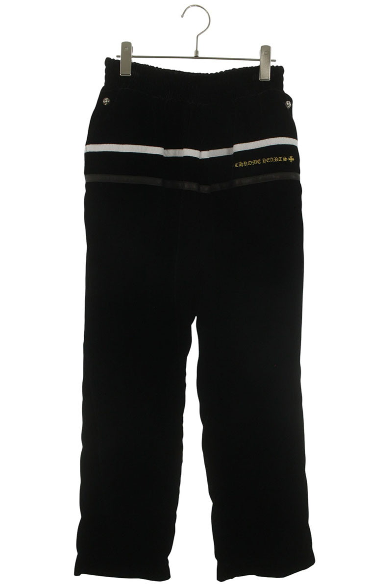 クロムハーツ Chrome Hearts 大きさ:S  VELVET TRACKSUIT PANTS ロゴタイプ刺しゅうベロアトラックロングパンツ(黒いこと)【105062】【SJ02】【メンズ】【中古】bb339#rinkan*S