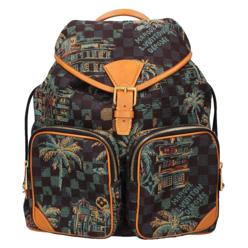 ルイヴィトン LOUISVUITTON   N40755 マイアミ刷り上げる モンスリ・カーゴリュック(黒いこと×緑であること)【105062】【SB01】【小物】【中古】bb471#rinkan*A
