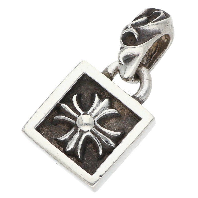 クロムハーツ Chrome Hearts   FRAMED CH PLUS フレームドCH足し加える 惹き付ける しろがね色頸飾りいの一番(しろがね色 4.99g)【705062】【GZ11】【小物】【中古】bb92#rinkan*B