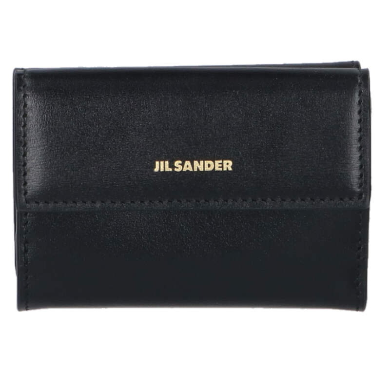 ジルサンダー JILSANDER   BABY WALLET J07UI0009 ロゴプリントレザー三つ折り金入れ(黒いこと)【106062】【BS99】【小物】【中古】bb411#rinkan*S