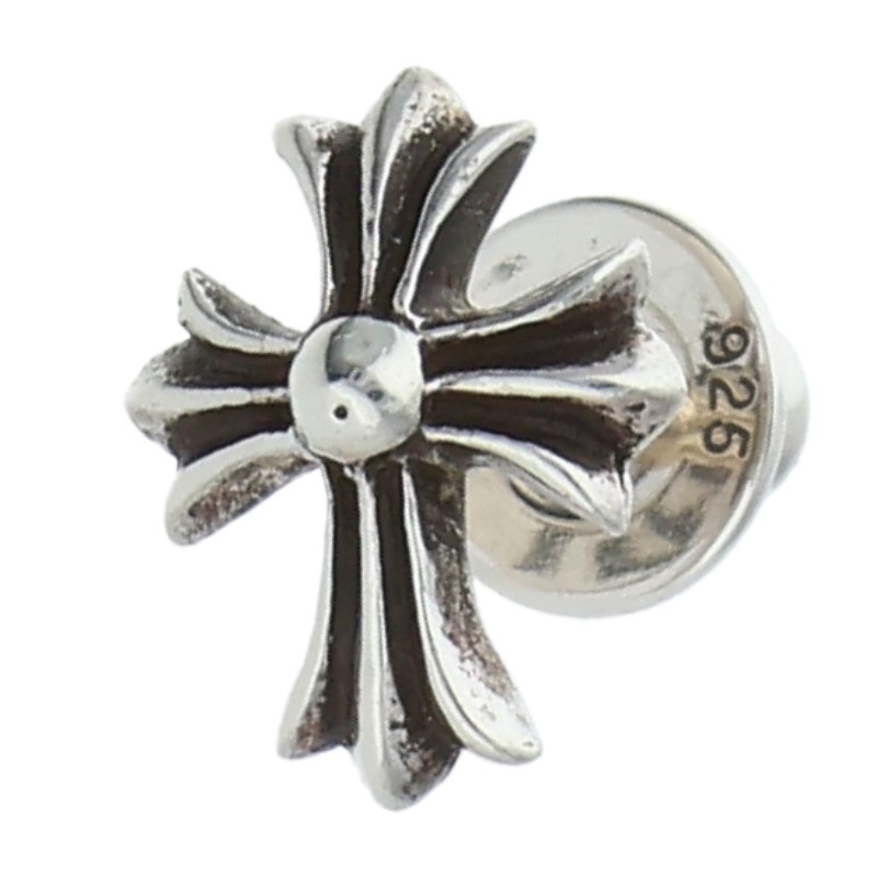 クロムハーツ Chrome Hearts   No2 CH CRS CHクロススタッド しろがね色ピアス(しろがね色 0.82g)【905062】【聞き入れる15】【小物】【中古】bb473#rinkan*B
