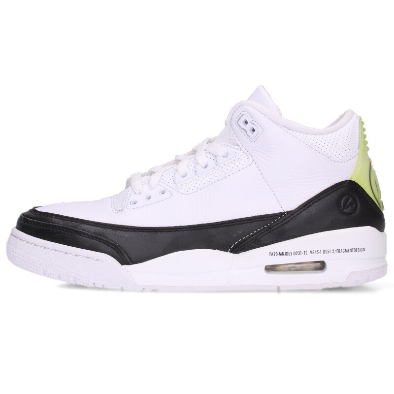 ナイキ NIKE ×フラグメントデザイン fragment design サイズ:27.5cm AIR JORDAN 3 RETRO SP DA3595-100 エアジョーダン3スニーカー(ホワイト×ブラック)【115062】【BS99】【メンズ】【小物】【中古】bb187#rinkan*B|RINKAN