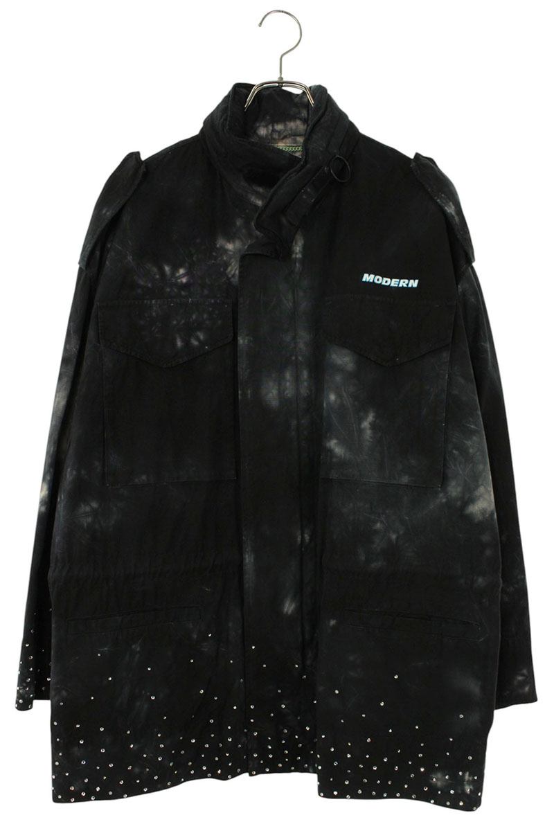 オフホワイト OFF-WHITE　サイズ:L OMEL010S20H86020 ラインストーンミリタリーブルゾン(ブラック)【705062】【BS99】【メンズ】【中古】bb456#rinkan*B｜RINKAN