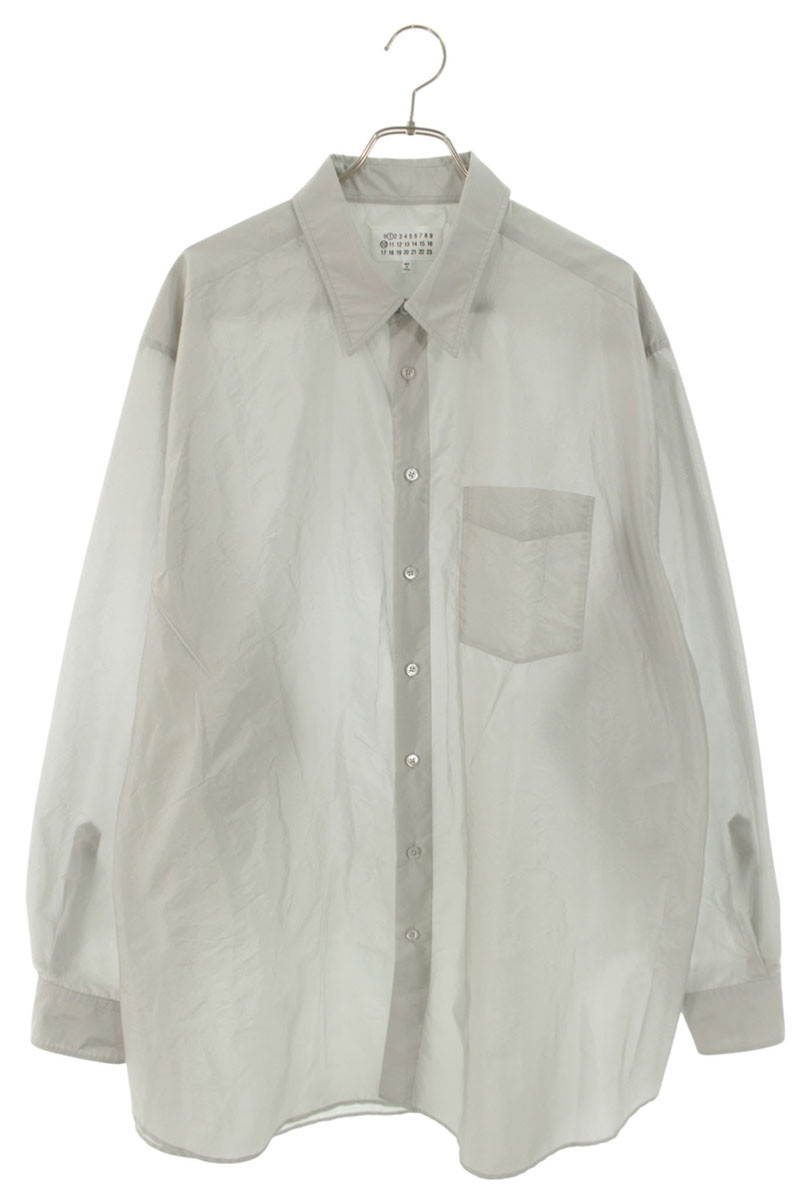 メゾンマルジェラ Maison Margiela 大きさ:36  25AW  S51DT0025 ナイロンポリオーバーサイズ長袖プルオーバー(薄墨色)【105062】【SB01】【メンズ】【中古】bb187#rinkan*B