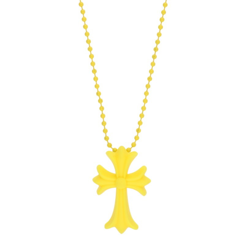 クロムハーツ Chrome Hearts   RUBBER CH CRS SML 天然ゴムスモールCHはりつけ台 シリコンラバーネックレス(黄色 総掛け目7.68g)【405062】【SS07】【小物】【中古】bb460#rinkan*B