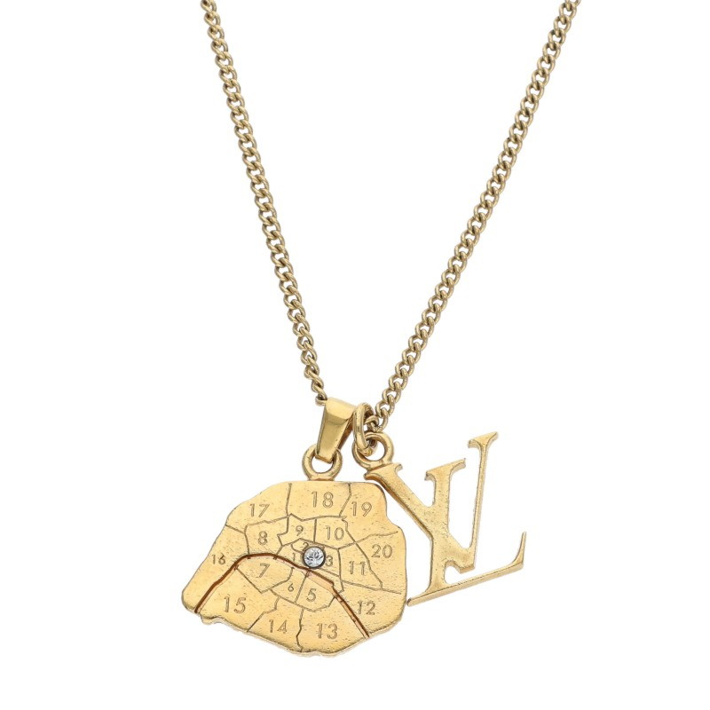 ルイヴィトン LOUISVUITTON   m68261 コリエ 軍用地図 LVかしら文字首飾り(ゴールド 10.54g)【606062】【BS99】【小物】【中古】bb334#rinkan*B