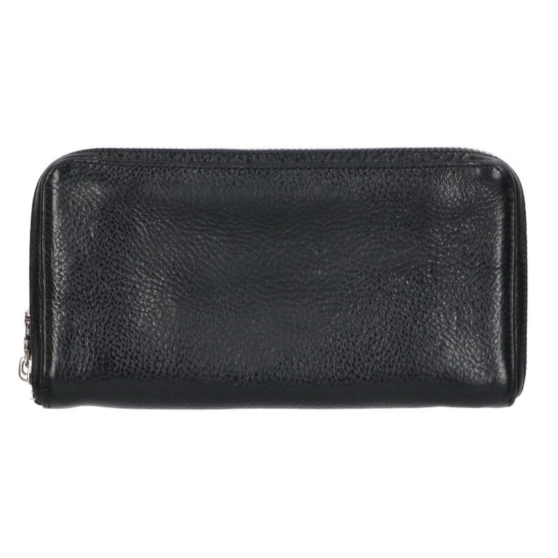 クロムハーツ Chrome Hearts   REC F ZIP PLANE ラウンドジップレザーウォレット札入れ(黒いこと×しろがね色)【205062】【SJ02】【小物】【中古】bb396#rinkan*A