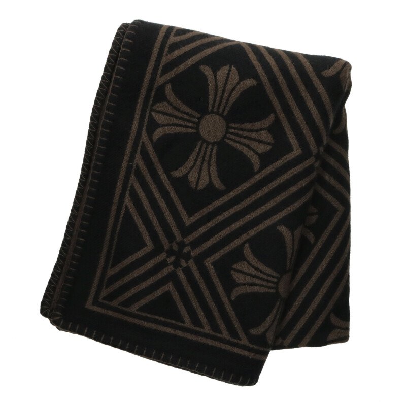 クロムハーツ Chrome Hearts  CHつけ加える総柄カシミール毛布(黒いこと×赤銅色)【205062】【GZ11】【小物】【中古】bb419#rinkan*A