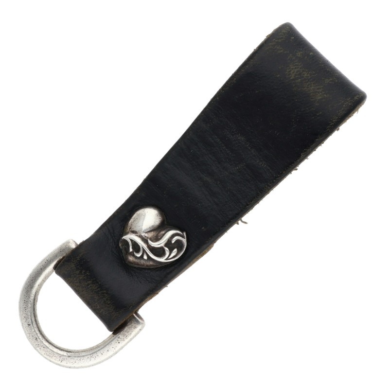 クロムハーツ Chrome Hearts   BELT LOOP D RING Dカンハートボールボタンベルトループ(黒いこと×しろがね色 総掛け目19.41g)【505062】【os06】【小物】【中古】bb334#rinkan*B